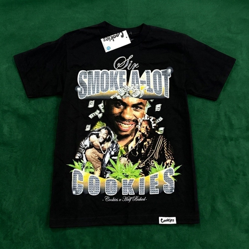 Cookies x Half Baked Sir Smoke A Lot T-Shirt Men's Small NWT Black Graphic Tee